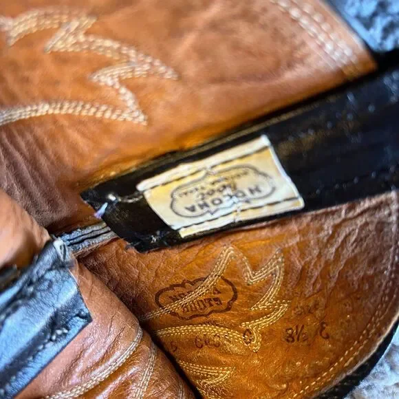 Nocona Imperial Snake Skin Cowboy Boots Men 8.5 E Wide Black Gray Toe C406E VTG